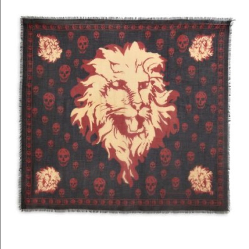 Alexander McQueen Skull Lion Silk scarf